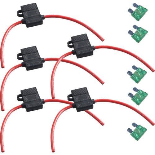 EE support 5Pcs Car ATC Fuse Holder Box IN-LINE AWG Wire Copper 12V 30A 12 Gauge Sales