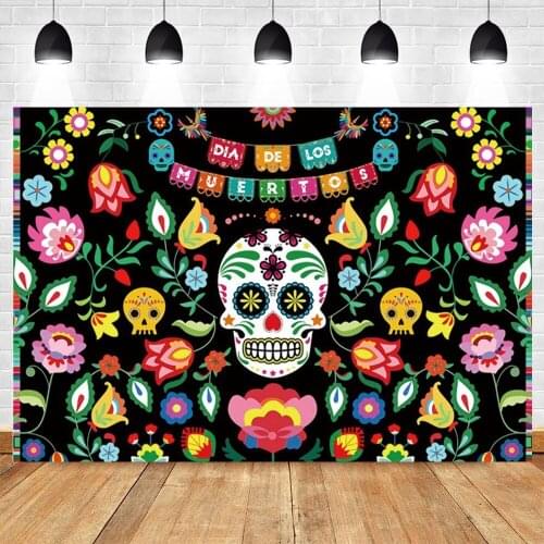 Yeele Day Of The Dead Backdrop Mexican Skull Photography Background Dia DE Los Muertos Dress-up Party Fiesta Banner Photo Studio