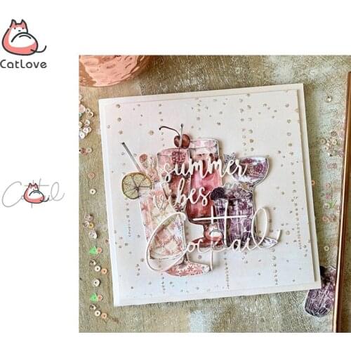 Catlove Cocktail Word Metal Cutting Dies Scrapbooking Mold Knife Stencil Die Cuts Card Making Craft Embossing New Dies For 2020