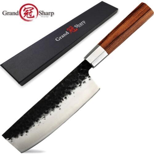 Grandsharp Nakiri Knife 6.7 inch Handmade Kitchen Knives Japanese knife High Carbon Steel Chefs Cooking Tools Sushi Slicing NEW
