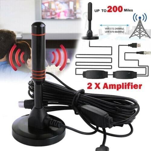 HD Digital Indoor Amplified TV Antenna 200 Miles Ultra HDTV With Amplifier VHF/UHF Quick Response Indoor Outdoor Aerial HD Set