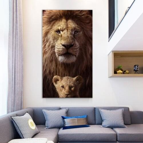 Lion Baby and Mom Animal Picture Modern Decorative Canvas Paintings Hogar Moderno Wall Art Cheap Dropship Canvas Posters Prints