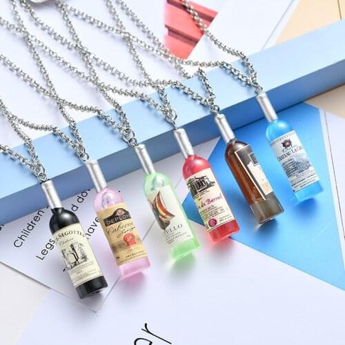 Creative wine bottle Pendant Necklace summer personality colorful wine bottle drink bottle Necklace