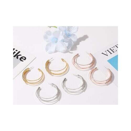 Hot selling exaggerated Korean fashion wild earrings female personality design multi-layer earrings c-shaped earrings