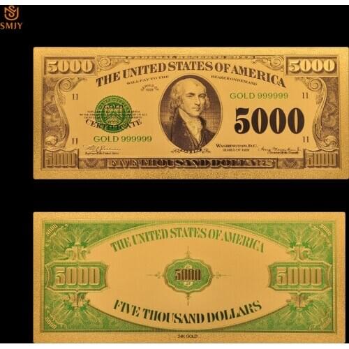 1918 New US Currency Paper 5000 Dollar Money 24k Gold Banknotes Fake Banknote Collection And Money Gifts
