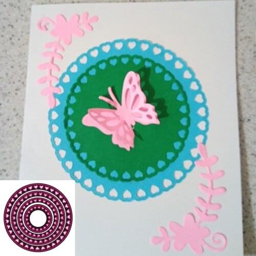 New 4-piece heart lace circle Metal cutting Die scrapbook Decoration embossed Photo album Decoration Card making DIY Handicrafts