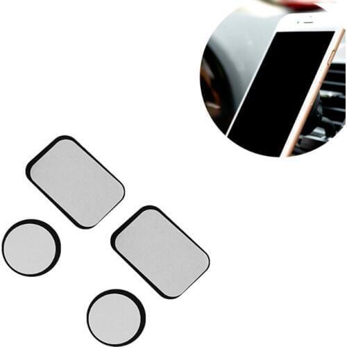 OOTDTY 4x Replace Metal Rectangular Round Plate Sticker For Magnetic Mount Phone Holder