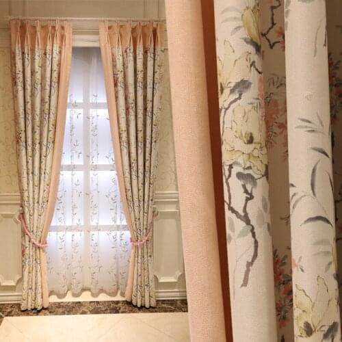 New Plain Printing Stitching Blackout Curtains for Girls Room Small and Fresh Curtains for Living Dining Room Bedroom