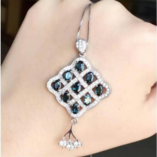 Sapphire necklace pendant Free shipping Natural sapphire pendants 925 sterling silver jewellery 3.5mm*12pcs gems