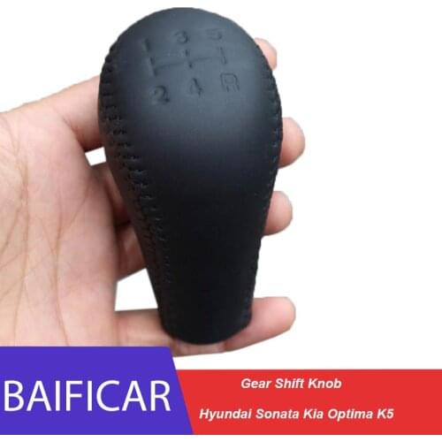Baificar Brand New Genuine Leather Manual Gear Shift Knob Lever 5-Speed For Hyundai Sonata Kia Optima K5