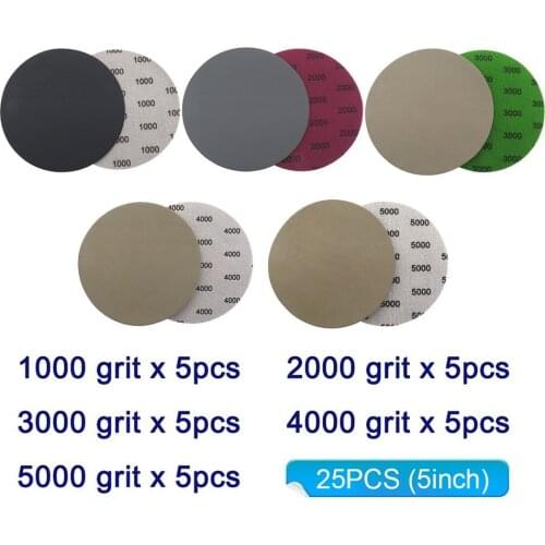 25pcs 2/3/4/5 Inch Hook And Loop 1000 2000 3000 4000 5000 Grit Sanding Disc New Upgraded Disc Water Matte Paper