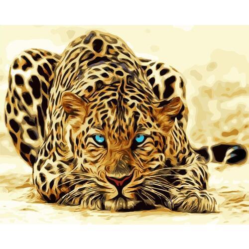 Modern Hand Painted Oil Paint Painting By Numbers Diy Picture Drawing Coloring On Canvas Painting Leopard Digital Painting
