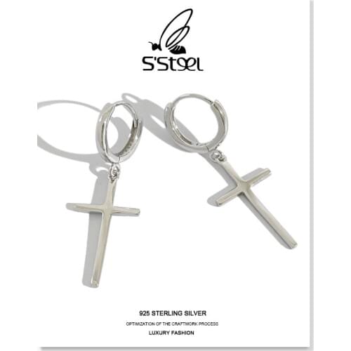 SSTEEL Cross Drop Earrings For Women 925 Sterling Silver Earring Fashion Personaliter Minimalits Earings Bijoux Argent Jewelry