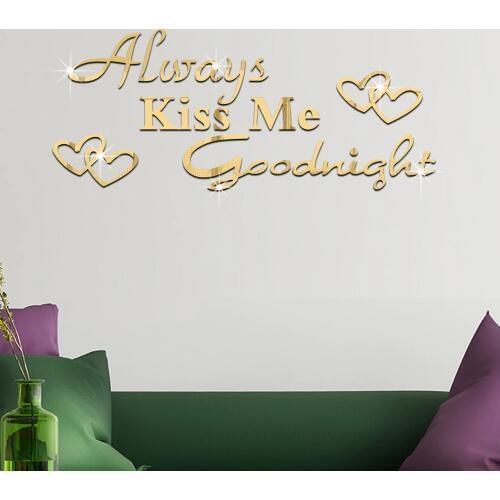 Funlife Environmental protection home decoration foreign trade English letter mirror paste wall stickers Kiss me Goodnight MS361