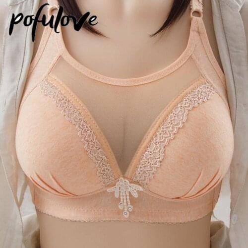 Women Push Up Bra Lace Sexy Bras Wireless Plus Size Underwear Seamless Flower 36-44 BC Cup for Female Cotton Soft Bralette New
