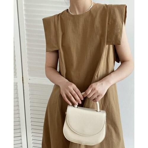 2021 New Summer Elegant Ladies Dress Loose Solid Color Women Dresses Cotton Fashion Casual High Quality Female Dress T319