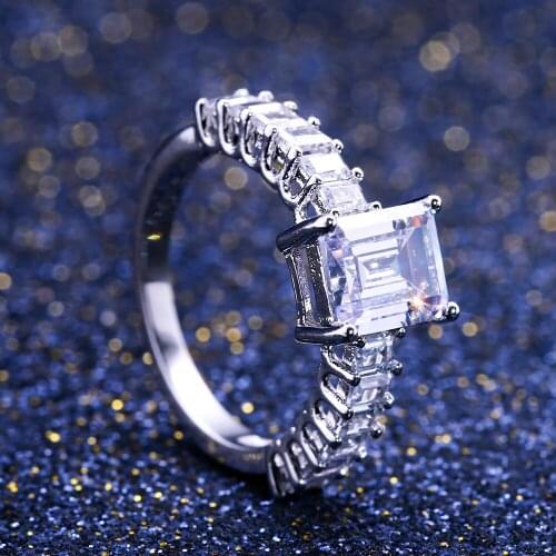 CAOSHI Luxury Square Cubic Zirconia Silver Color Ring for Women Noble Engagement Wedding Jewelry Exquisite Workmanship Wholesale