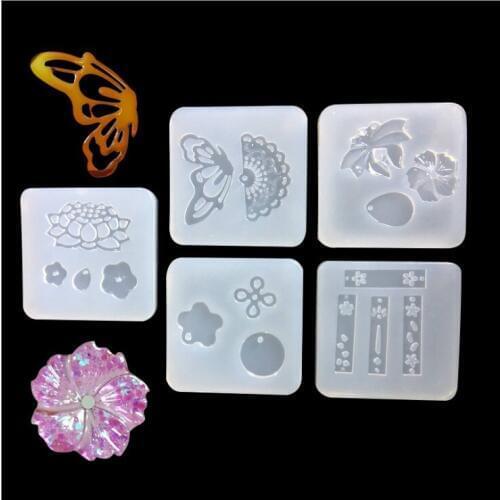 1pcs Flower fan Butterfly lotus Liquid silicone mold DIY resin jewelry pendant necklace pendant mold resin molds for jewelry