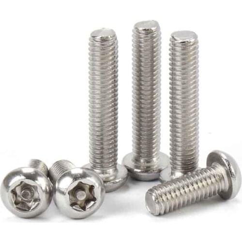 10/50pc 304 stainless steel Six Lobe Torx Button Pan Round Head with Pin Tamper Proof Anti Theft Security Screw Bolt M3 M4 M5 M6