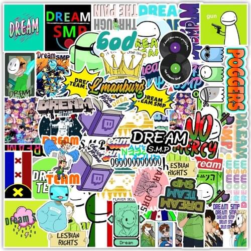 10/50Pcs Dream Smp Cartoon Waterproof Graffiti Stickers For Skateboard Refrigerator Computer Notebook Childrens Toys