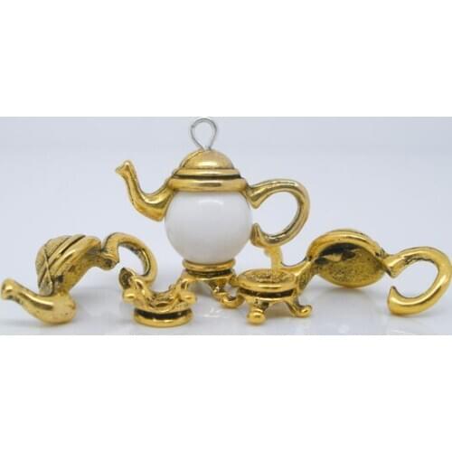 10 Sets Zinc Based Alloy Animal Beads Caps Flagon Antique Silver Color Gold Color Teapot Bead Cap For DIY Jewelry Making