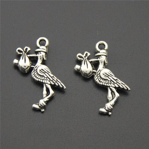 10pcs Tibetan Silver Color Big Hole Ostrich Charm Pendant For DIY Jewelry Making Findings A2222