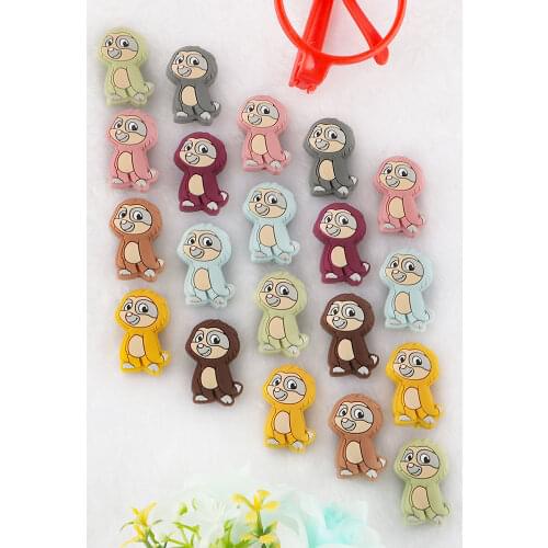 Kovict 10Pc Mini New Sloths Silicone Beads Food Grade Teether DIY Pacifier Chain Necklace Accessories Baby Molar Toys