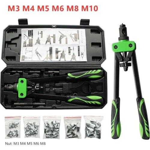 13 Inch Rivet Nut Gun Kit Riveting Tool Heavy Duty Mini Hand Riveter Blind Rivet Gun Tool Gutter Repair Tool Set M3 M4 TXTB1
