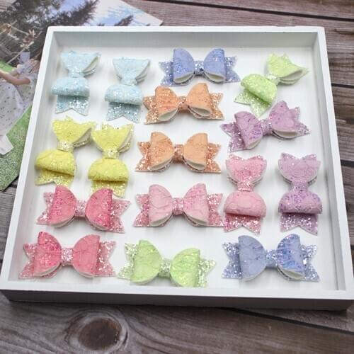 16pcs/set Cute Mini Glitter Lace Hair Bows Little Girls Hair Clips Sparkly Hairpin Princess Barrettes Birthday Party Headwear