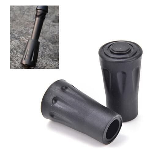 2 Pcs Rubber Tip Carbon Fiber Hike Telescope Stick Nordic Walk Camp Alloy Ferrule Crutch Bar Tungsten Trek Pole Basket