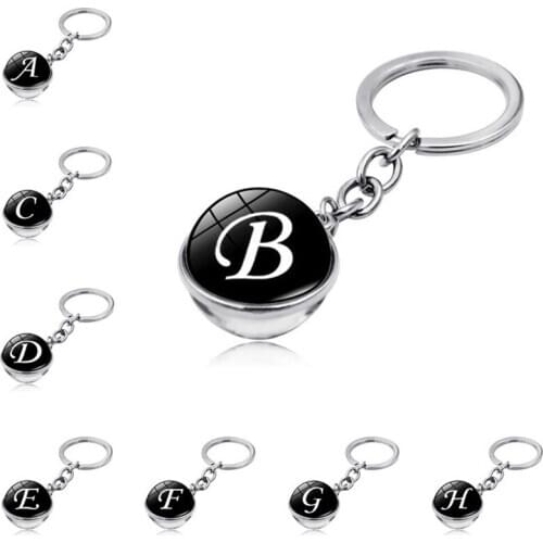 26 English Alphabet Time Jewel Keychain Pendant Metal Keychain Key Ring Ornament