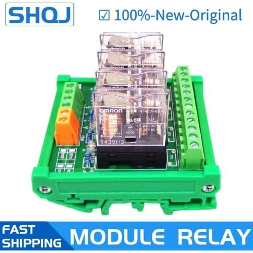 4 Channel OMRON Module RELAY PLC 4 ways Omron Relay Module 1NO 1NC Relay SPDT Module G2R-1-E 12V 24V 16A PNP NPN DIN Rail Mount