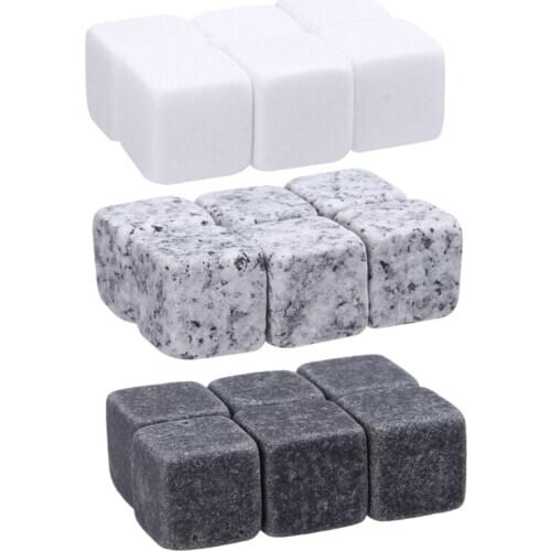 6Pcs Natural Whiskey Champagne Stones Sipping Ice Square Whisky Stone Whisky Rock Cooler Wedding Gift