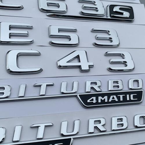 ABS Chrome Silver For Mercedes Benz C43 C63 E43 E63S C63S S63L S65L E53 Rear Boot Emblem Logo Badge Trunk Letters Car sticker