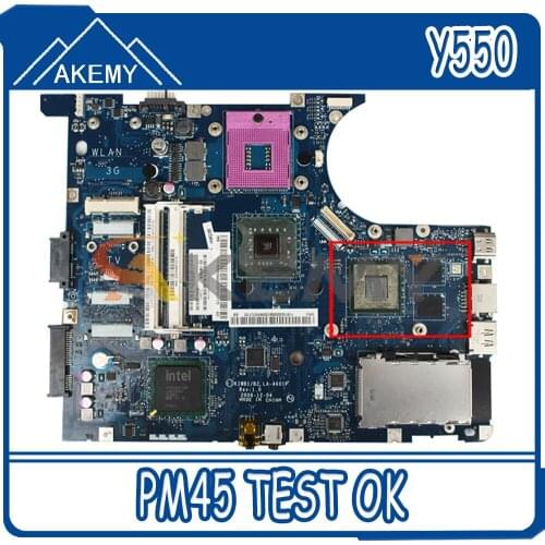 Akemy LA-4602P LA-4601P Motherboard For Lenovo Y550 Laptop Motherboard PGA478 PM45 100% Test Work Gift CPU