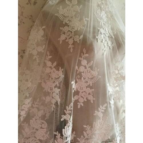 Ivory Alencon Lace Fabric Floral Retro Bridal Lace New Design Lace fabric For Wedding Dress Fashion Dress Good Quality wl 14