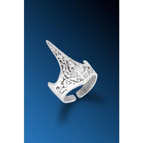 Baş Parmak Okçu Yüzüğü Osmanlı Otantik Erkek Mat Beyaz Boyutlandırılabilir