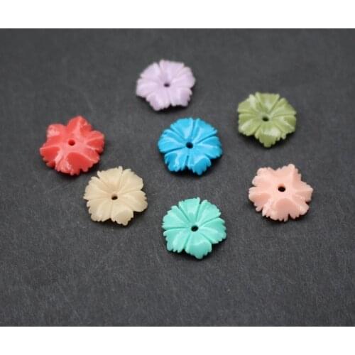 20Pcs 12mm Artificial Coral Beads Carved Six leaf Space parts Multi-color Findings for Jewelry making Earring Bracelet Necklace