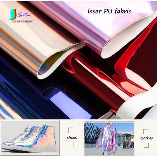 Colorful Laser PU Fabric,Shoes Clothes Diy Background decoration Material Thicking Soft Reflective Leather Fabric A0025L