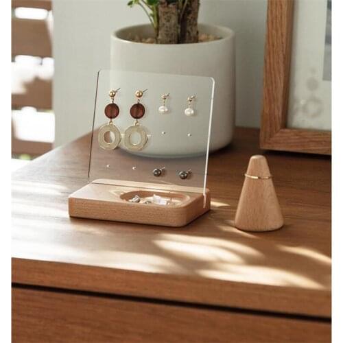 Wooden Jewelry Box Ring Necklace Earring Organizer