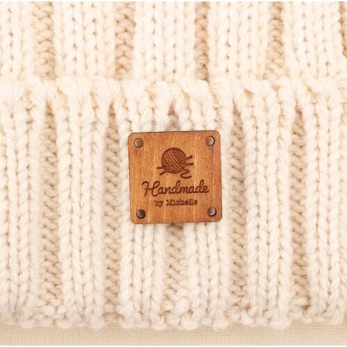 Wooden labels, custom text, knit labels, personalized labels, custom engraving labels, Personalized Brand (WD1413)