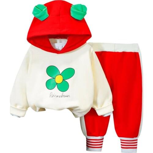 Spring Flowers Baby Girls Clothing Suits Casual Hoodies Pants sets 2Pcs For Kid 1-4 Years Cute Infant Outfit Baby Costume