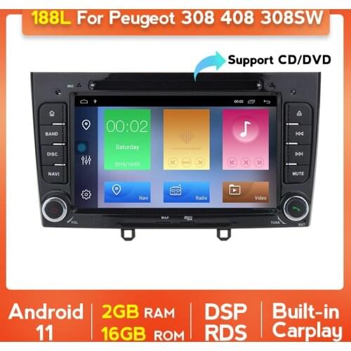 DSP RDS Android 11 Car Multimedia GPS Navigation For Peugeot 408/308/308SW Autoradio Stereo Headunit CD DVD Player Carplay Wifi