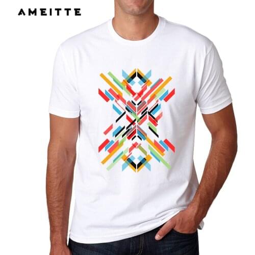Fractal Pattern Design T Shirt Summer High Quality Geometric Printed T-Shirt Mens Hipster Cool Short Sleeve Tee Tops