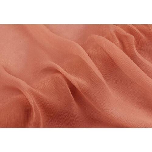 Howmay 100% pure silk fabric crinkle georgette 5m/m 135cm 51" light orange 44# lightweight soft tulle for scarf or dress