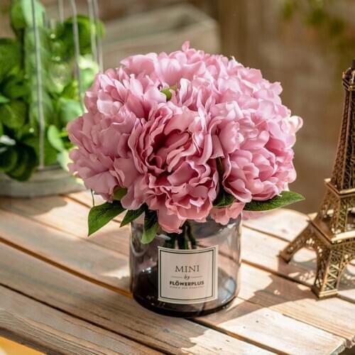 5 Head Silk Peonies Fake Flowers Artificial Flowers Peony Bouquet for Wedding Decoration Home Decor Silk Hydrangeas Cheap Flower