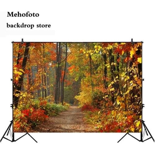 Mehofoto Maple Leaf Backdrop for Photo Autumn Scenery Photography Background Studio Forest Tree Computer Printed Seamless 950