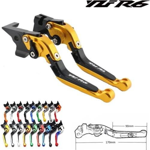 Laser Logo(YZF R6) Blue+Titanium CNC Adjustable Motorcycle Brake Clutch Levers For Yamaha YZF R6 1999 2000 2001 2002 2003 2004