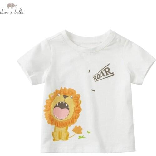 DBX17602 dave bella summer baby boys casual cartoon print T-shirt children tops kids boy fashion tees