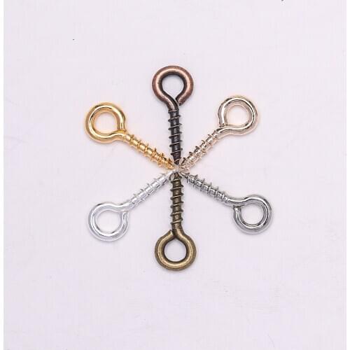 200pcs Small Tiny Mini Eye Pins Eyepins Hooks Eyelets Screw Threaded Gold Clasps Hooks Jewelry Findings For Making DIY